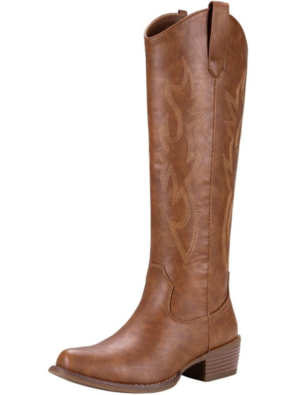 Women's Knee High Cowboy Boots, Low Heel Western Tall Boots